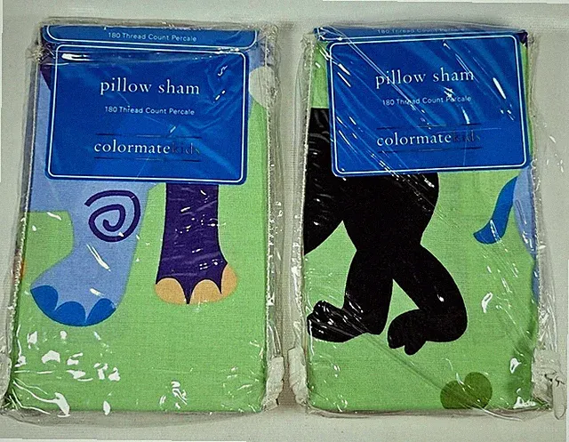 2 New Colormate Kids Pillow Shams 20" x 26" Wild Animals Pillowcases Pair 180 TC