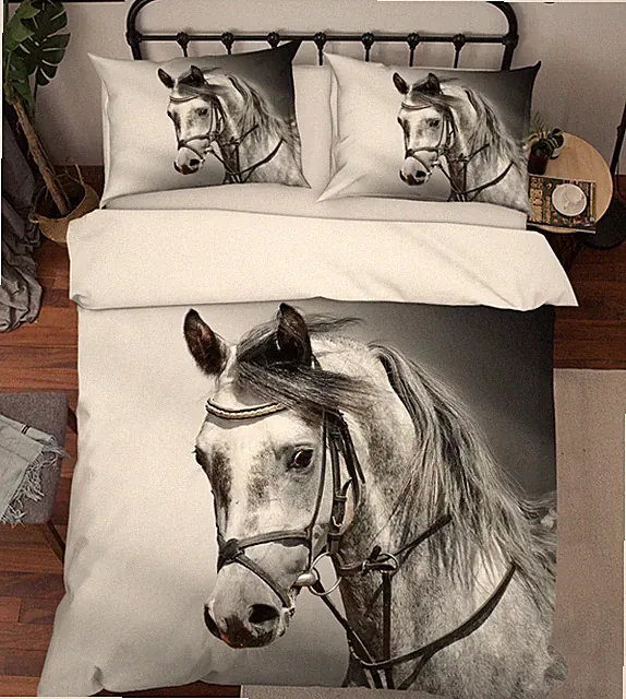 3D Animal White Horse KEP41 Bed Pillowcases Quilt Duvet Cover Kay