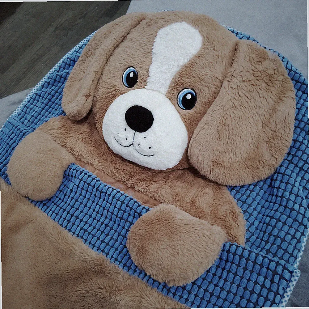 Adorable Hugfun Animal Slumber Kids Sleeping Bag Puppy Dog Brown 66"x28". MINT