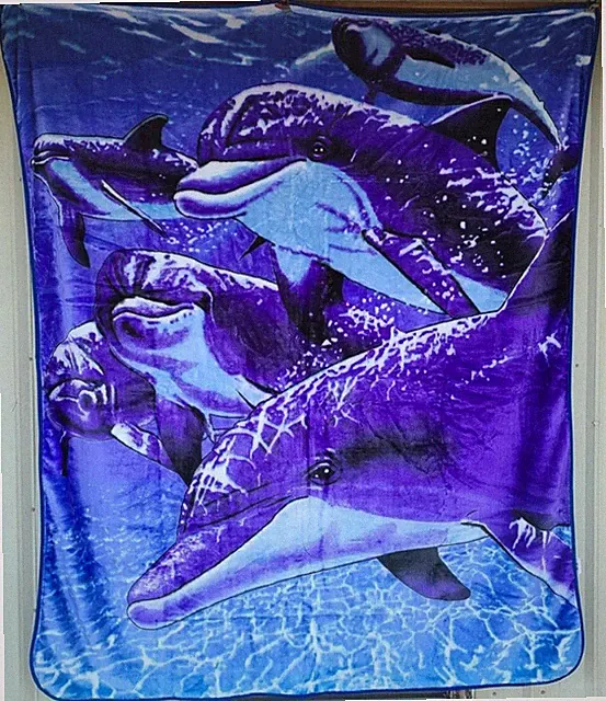 DOLPHINS DOLPHIN OCEAN WATER SEA QUEEN SIZE BLANKET BEDSPREAD