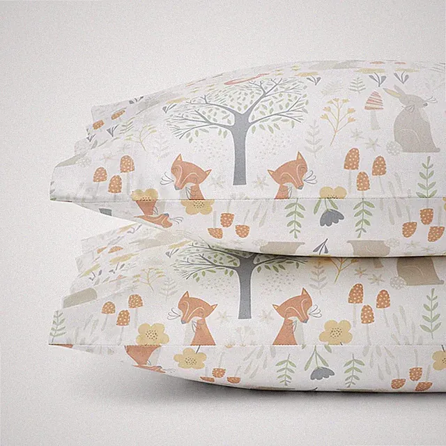 Forest Animals Classic Cool Organic Cotton Percale Pillowcase Set(Ivory)|5924