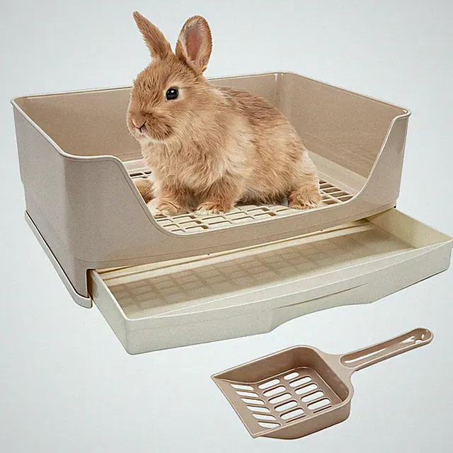 Large Rabbit Litter Box Toilet,Potty Trainer Corner Bedding with Drawer Large...