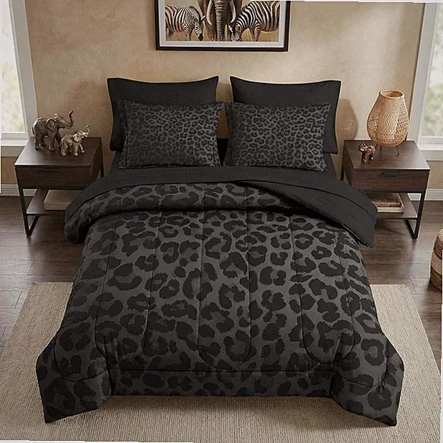 Leopard Print King Comforter Set - Wild Animal Bedding for Kids & Adults