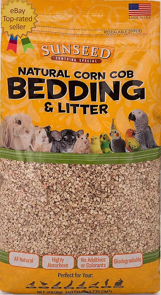 Natural Corn Cob Bedding Litter for Pet Birds and Small Animals Made in USA 350