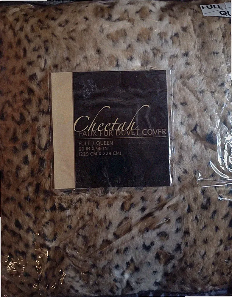 New Plush Faux Fur Duvet Cover & Sham Set Full/Queen Leopard Print