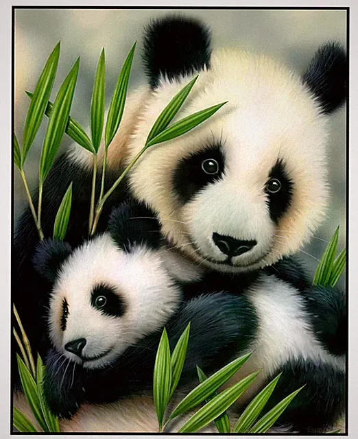 Panda Bear Fabric Quilt Panel ~ 36" x 44" ~ Elizabeth Studios