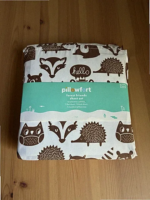 PILLOWFORT Forest Animal Sheet Set Microfiber Brown 3 Piece Twin Owl Bear Fox