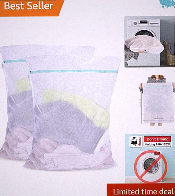 Protective Mesh Laundry Bags 2-Pack for Sweaters & Delicates - 24 x 32 Inch