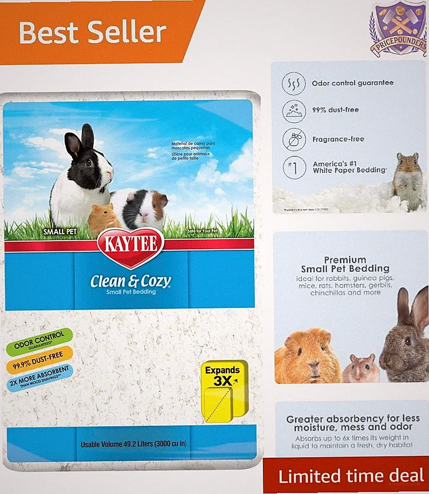 Small Animal Bedding Paper 49.2 Liters Odor Control Absorbent Cozy Clean Home
