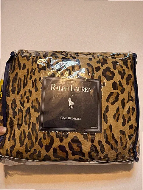 Vintage Ralph Lauren Aragon Full Bed Skirt Leopard 54 x 75in