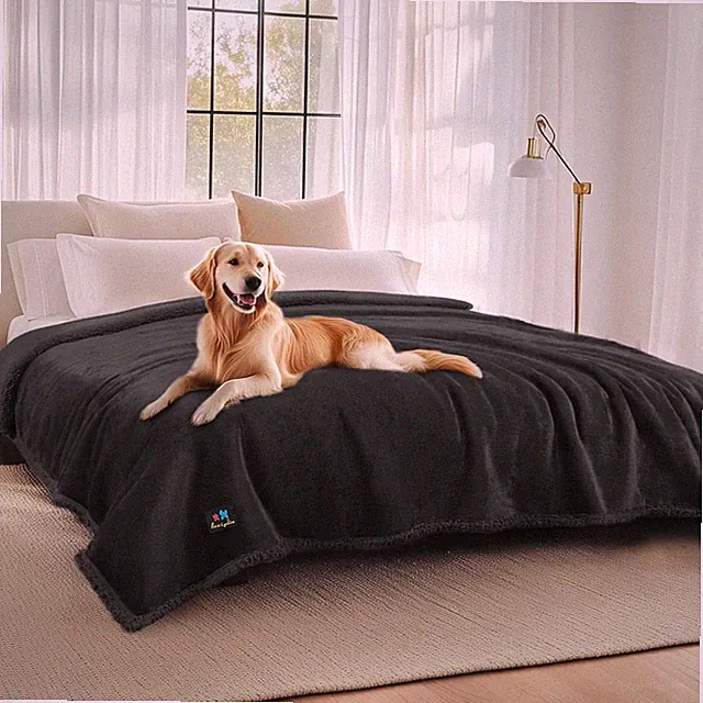Waterproof Pet Blanket for Sofa & Bed, Reversible Sherpa Fleece, King Size